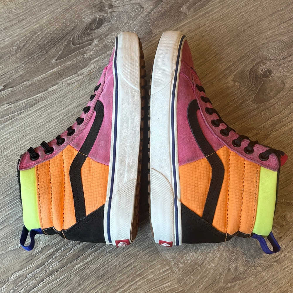 Vans Sk8-Hi MTE Multi-Color Pink Orange Yellow Suede Sneakers Womens‎ 7.5 721356